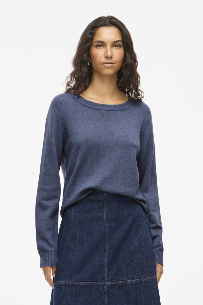 VIRIL O-NECK L/S KNIT TOP - NOOS 14054177 VINTAGE INDIGO/ DARK MELAN